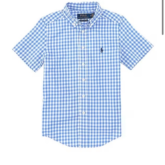 EUC.Polo Ralph Lauren Boys Size 6. Short-Sleeve Gingham Poplin Woven Shirt. - Picture 1 of 5